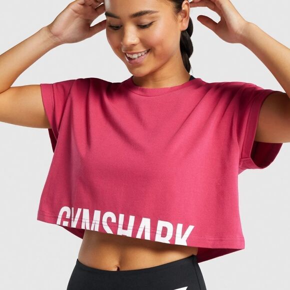 Gymshark Fraction Cropped Tee Shirt Pink Athletic Women’s XS - Picture 1 of 4